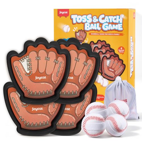 JoyCat Toss and Catch Ball Game for Kids — Sticky Catching Ball Set, Soft Balls & Plastic Paddles, Outdoor Toddler Baseball Toy for Beach Backyard Camping, Boys Girls Ages 3-12