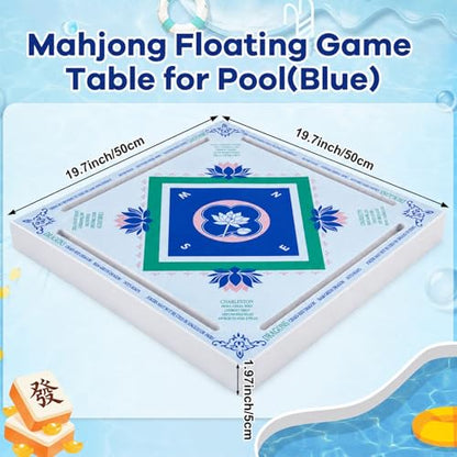 19x19 Inches Mahjong Floating Game Table for Pool Adults Pool Games Tray for Mah Jong Card Games Dominoes Poker Floater Tables for Indoor Outdoor Swimming Pool Hot Tub Lake(Blue Green) - style: Blue Green