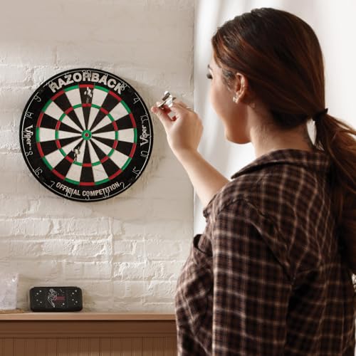 Viper Razorback WDF Accredited, Official Competition Bristle Steel Tip Dartboard Set with Staple-Free Razor Thin Spider Wire Self-Healing