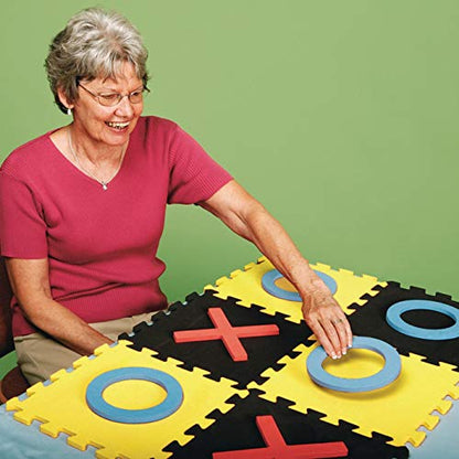 S&S Worldwide Jumbo Foam Tic-Tac-Toe. Connect Tiles to Create Huge 36" Sqaure Board Version of Classic Game. Includes 9 Board Tiles, 5 X's and 5 O's. Portable Fun for Kids and Adults.