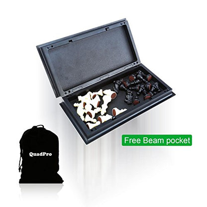 Magnetic Travel Chess Set with Folding Chess Board & 2 Extra Queens & Convenience Bag, Educational Toys for Kids and Adults (Green & White)