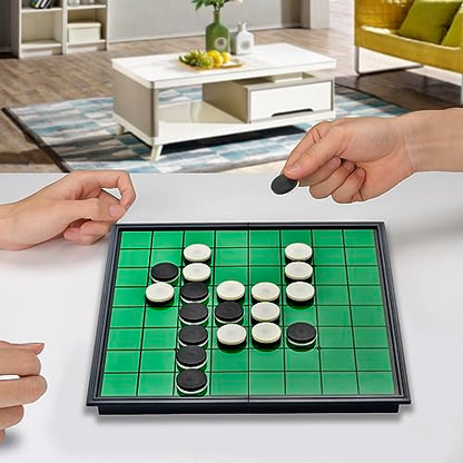 Magnetic Reversi Board Game Set 9.76" with Folding Board Classic Travel Games for Kids and Adults