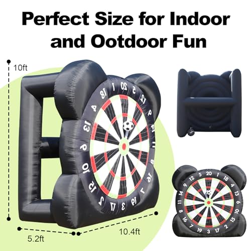 Large Inflatable Soccer Darts Game | 10FT Kick Target Board with 8 Soccer Balls | Outdoor Party Games for Kids & Adults | Backyard Fun, Camping, Gym Class & PE Equipment