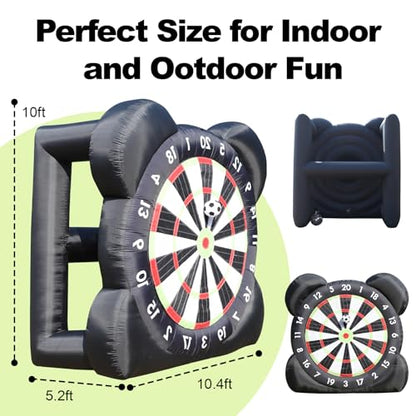 Large Inflatable Soccer Darts Game | 10FT Kick Target Board with 8 Soccer Balls | Outdoor Party Games for Kids & Adults | Backyard Fun, Camping, Gym Class & PE Equipment