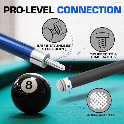 Banly Carbon Fiber Pool Cue Stick - Billiard Pool Stick for Adults, Low Deflection Pool Stick with Metal Ring Professional Cue Stick with Box Case - color: Blue