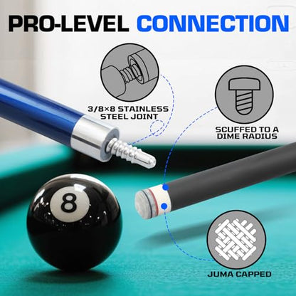 Banly Carbon Fiber Pool Cue Stick - Billiard Pool Stick for Adults, Low Deflection Pool Stick with Metal Ring Professional Cue Stick with Box Case - color: Blue