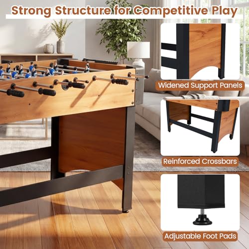 Goplus Foosball Table, 47" Competition Full Size Soccer Game Table with 22 Players, 2 Balls, Home Arcade Football Table Set for Adults, Family Nights, Game Rooms, Parties - color: Natural