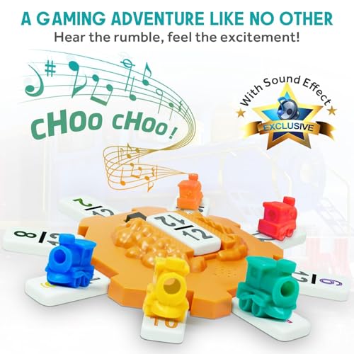 Yinlo Mexican Train Dominoes Set，Double 12 Dominoes with Train Sound Effect, Portable Travel Games, 91 Tiles Colored Number Domino Game Set with Aluminum Case, Ideal Gift