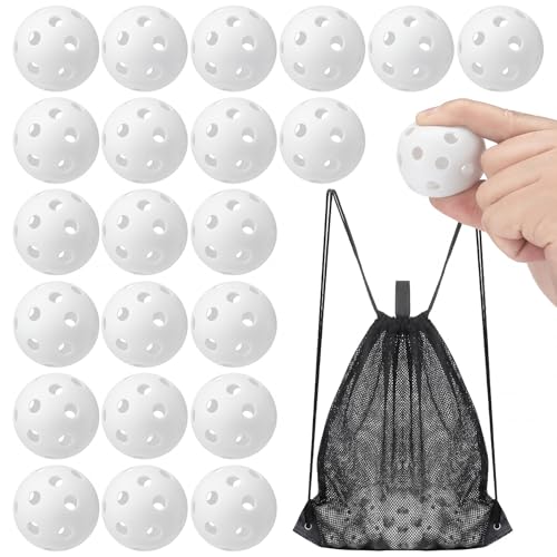 Lunmon 36 Pcs Practice Baseball 42mm Small Training Balls Plastic Hollow Softballs Golf Balls with a Drawstring Bag for Backyard Hitting Batting Training Indoor Outdoor Use - color: White