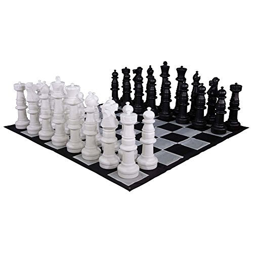 MEGACHESS Giant Chess Set - 37 Inch Tall King with Giant Checkers Set and Giant Quick Fold Chess Mat