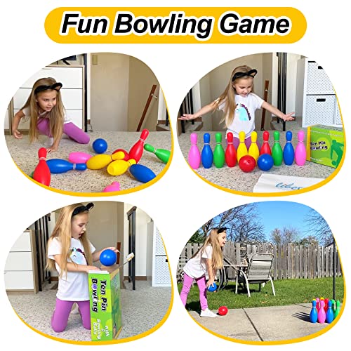 Liberry Toys for 2 3 4 Year Old Boys Girls Christmas Birthday Gift, Toddler Bowling Set White and Colorful