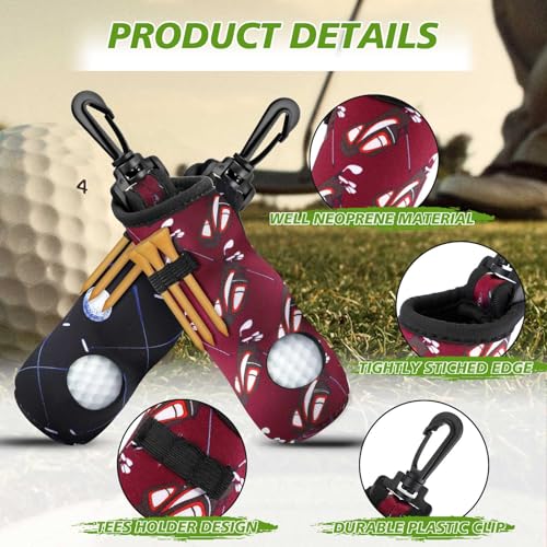 4 Pieces Golf Tee Holder Golf Ball Carry Bag Pouch Ball Holder Keychain Belt Clip Gifts Accessories - color: Black, Dark Blue, Dark Purple, Brown