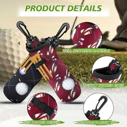 4 Pieces Golf Tee Holder Golf Ball Carry Bag Pouch Ball Holder Keychain Belt Clip Gifts Accessories - color: Black, Dark Blue, Dark Purple, Brown