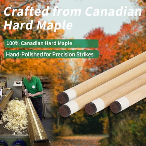AKLOT Pool Cue Stick 58" Professional Billiard Cue Sticks Set of 4/5 Canadian Maple Low Deflection 18 19 20 20 21oz for Beginner with 13mm Tip - color: Green with Printed Grip