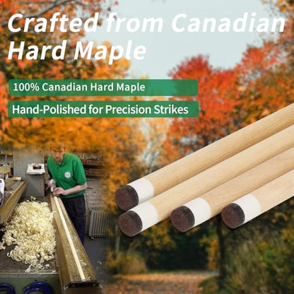 AKLOT Pool Cue Stick 58" Professional Billiard Cue Sticks Set of 4/5 Canadian Maple Low Deflection 18 19 20 20 21oz for Beginner with 13mm Tip - color: Green with Printed Grip