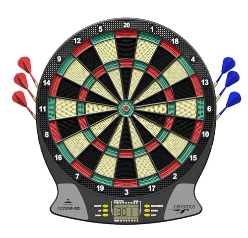 Carromco Electronic Dart Board Score 2nd Generation 92016 Unisex Adult, Black, Red, Green, Yellow