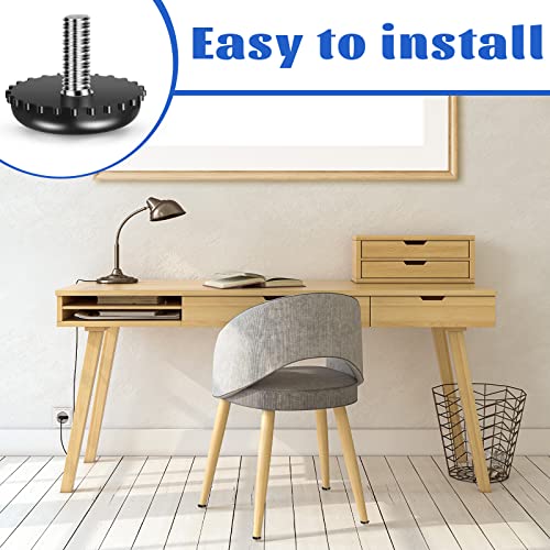 Dunzy 120 Pieces 1/4-20 Adjustable Furniture Levelers Galvanized Steel Screw in Threaded Leveling Feet Screw On Furniture Glide Leveling for Table Chair Cabinet Legs