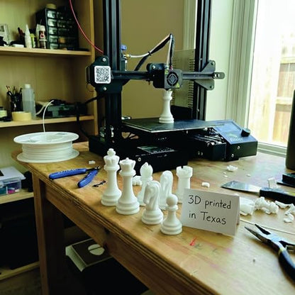 Staunton Chess Pieces Half Set, 17 White Pieces, 3.75" King | Made in USA - color: White