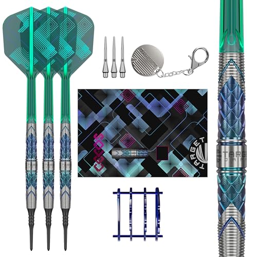 Target Japan Kaze Series Ceros Soft Darts with K-Flex, 18g/19g (01/02/03) | 90% Tungsten Dart Set, K-Flex Flights and Shafts, 2BA Pixel Points, Steelpoint Conversion Points, Storage Case - style: Barrel 02 (18G)