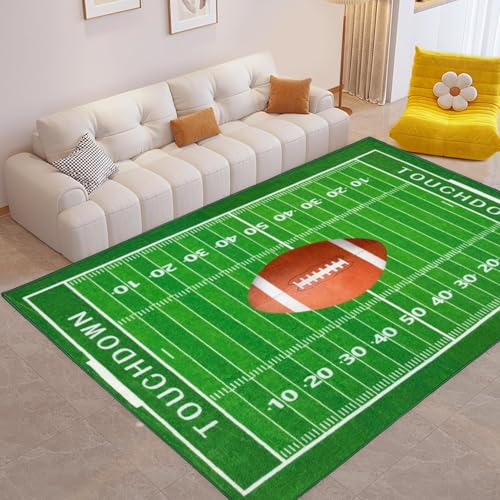 Football Field 6x9 Rug for Boys Bedroom Sports Rugs for Boys Room Decor, Soft Football Rug for Kids Playroom, Area Rug for Game Room or Man Cave Carpet - color: Football, size: 6' x 9' (Rectangular)