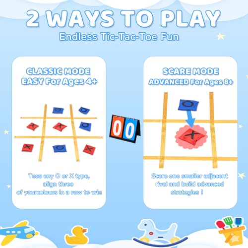 Yard Games for Kids & Adults - Giant 4ft x 4ft Tic Tac Toe Outdoor Game with Bean Bag Toss & Tabletop Scoreboard for Backyard, Carnival, Family Reunion, Birthday Party & Field Day