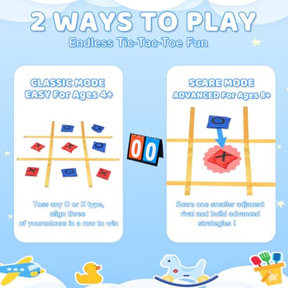 Yard Games for Kids & Adults - Giant 4ft x 4ft Tic Tac Toe Outdoor Game with Bean Bag Toss & Tabletop Scoreboard for Backyard, Carnival, Family Reunion, Birthday Party & Field Day