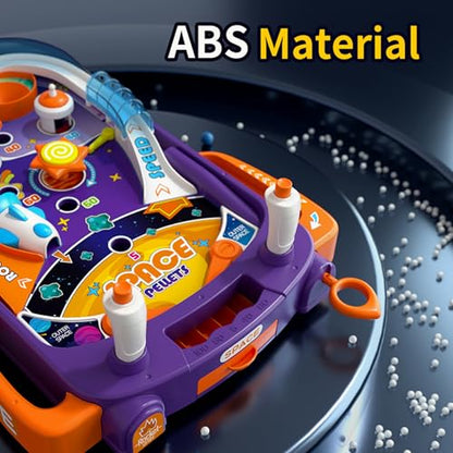 Tabletop Pinball Machine - Space Mini Arcade Game with Sound & Light, Pull-Back Launcher, Flippers, Carry Handle, Suction Cup Feet, Games for Kids Ages 3+ - style: Space (Lights & Sounds)