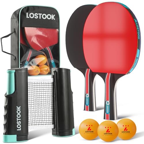 Professional Ping Pong Paddles Set of 2/4 with Table Tennis Rackets and 3 Star Balls, Portable Ping Pong Table Net with Clamps for Any Table, Home/Outdoor Games - color: Black