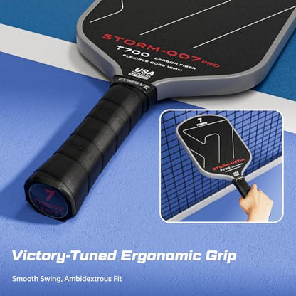 YVmove USAPA Approved Raw Carbon Fiber Pickleball Paddle, 16mm Thermoformed Pickleball Racket with High Spin & Extended Grip, Professional Pickleball Paddle for Control and Power - color: Classic Black