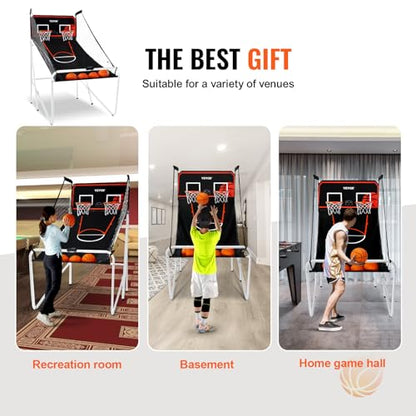 VEVOR Basketball Arcade Game Indoor, 2 Player Indoor Basketball Game, Home Dual Sport with 8 Game Modes, Electronic Scoreboard, and Inflation Pump,Adults - style: Foldable & 4 Balls