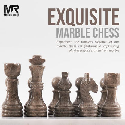 Marble Chess Set 15" Inches White and Oceanic with Storage Box and 2 Extra Queen Handmade Classic Board Games for Adults, Luxury Marble Chess Board & Chess Pieces for Gifts - color: White & Oceanic