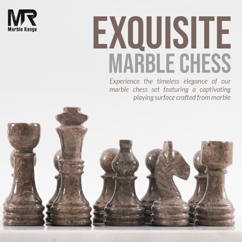 Marble Chess Set 15" Inches White and Oceanic with Storage Box and 2 Extra Queen Handmade Classic Board Games for Adults, Luxury Chess Board & Marble Chess Set for Adults - color: White & Oceanic