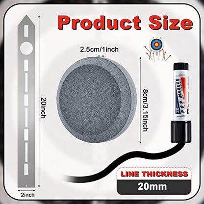 Axe Throwing Target Template Stencil, 3 Pieces Standard Markers and Sharpening Stone Multi Purpose Whetstone Blade Sharpener for Drawing Axe Throwing Target Template(Silver)