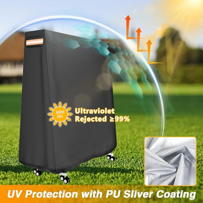 EVRBUL Ping Pong Table Cover Outdoor Waterproof Folding Table Tennis Cover Heavy Duty 420D Sunproof Windproof for Universal 9 x 5 FT Foldable Tables with Storage Bag