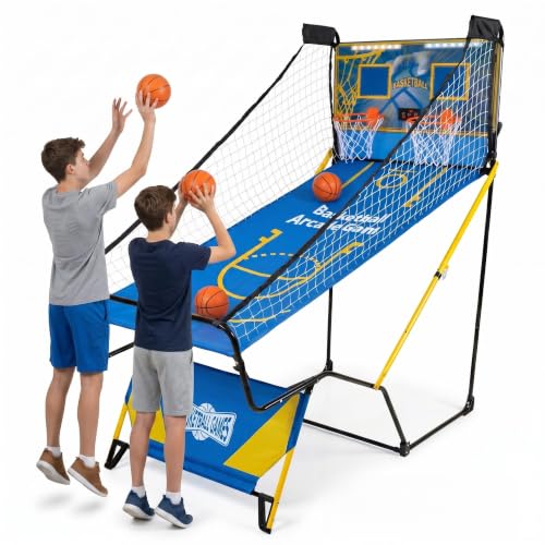 Basketball Arcade Game, Arcade Basketball Game, Foldable Indoor Basketball Game, Dual Shot, LED Electronic Scoreboard, 4 Balls and Hand Pump, Family Game Room Play