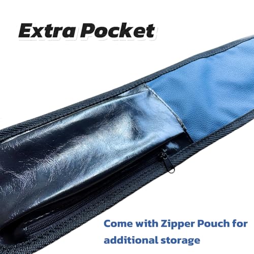 Pool Cue Case,1/2 Billiard Cue Bag,1X1 PU Billiard Stick Bag, 2-Piece Cue Pool Stick Carrying Case - color: Dark Blue and Black