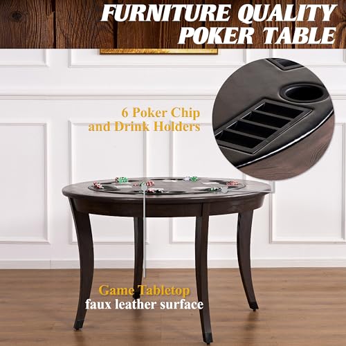 Barrington Poker Multiple Styles Folding Poker Table & Poker Table Top/Dining Table Collection, Durable Padded Rail Tables with Felt Playing Surface, Perfect for Texas Holdem Games - style: 48 In. Onyx Poker Table (6 Player)