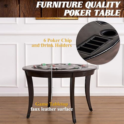 Barrington Poker Multiple Styles Folding Poker Table & Poker Table Top/Dining Table Collection, Durable Padded Rail Tables with Felt Playing Surface, Perfect for Texas Holdem Games - style: 48 In. Onyx Poker Table (6 Player)