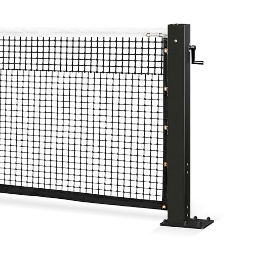 Professional Tennis Net Posts with Internal Safe Winder, 100mm Heavy-Duty Aluminum Post & 260mm Galvanized Base, Includes Expansion Anchors for Easy Setup - color: BLACK, size: Double-Layers Tennis Net, style: Surface-Mounted