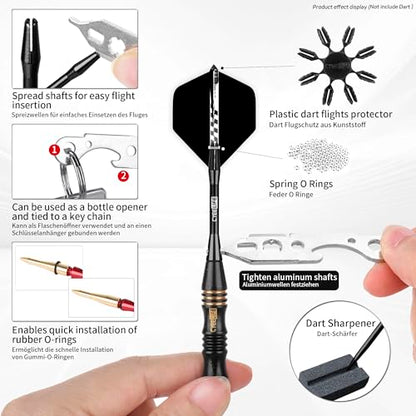 CyeeLife 180 Piece Darts Custom Fit Pack Set, Includes Flights, Shafts, Rubber O-Rings, Flight Protecter and Accessories - color: Gradient Shafts