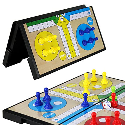 KIDAMI Ludo Magnetic Board Game Set, Children’s Family Ludo Learning Game for Kids and Adults（11.2X11.2 in ）