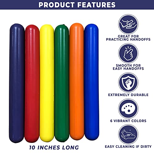 Safety Foam Relay Baton Set of 6 for Track and Field, Gym Class Running Race Games