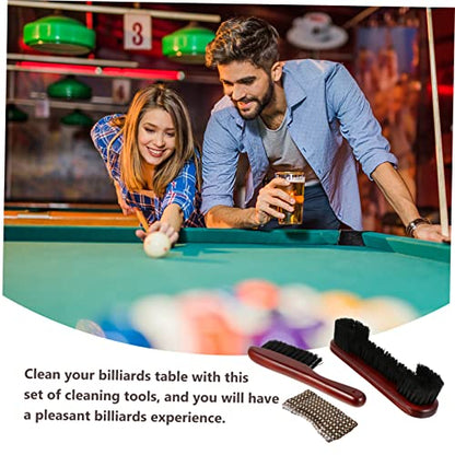 Billiard Table Rail Brush Set Half-Cut Bristle Cleaning Tool for Pool Tables Sturdy Wood Handle for Home and Professional Use