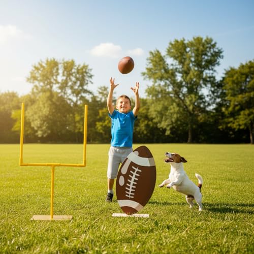2 Pcs Football Goal Post Decoration Yard Signs Including 39" x 20" Field Goal Post 16" x 11" Football Standees Wood Fiber Board and PVC for Sports Themed Party Game Day Birthday Lawn Outdoor Supplies
