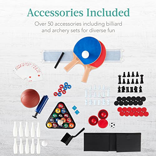 Best Choice Products Combo Game Table Set for Home, Game Room, Friends & Family w/Ping Pong, Foosball, Basketball, Air Hockey, Archery, Chess, Checkers, Shuffleboard, Bowling - color: Walnut