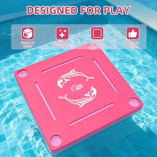 Floating Mahjong Table for Pool, No Assembly EVA Water Game Table Tray, Portable Swimming Pool Hot Tub Floating Board Game Table for Adults, Card Poker Domino Mahjong Game Summer Party Supplies - color: Pink
