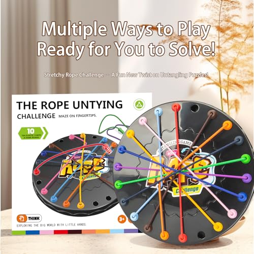 lartoys Rope Untangling Puzzle Game, Mini Travel Size Educational Strategy Board Game for Kids & Adults, Family Travel Party Games with Multi-Level Challenges, Gifts for All Ages - size: mini(6.2 in)