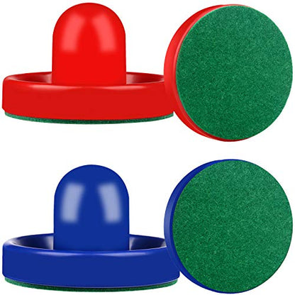 ONE250 Air Hockey Pushers and Red Air Hockey Pucks, Goal Handles Paddles Replacement Accessories for Game Tables (4 Striker, 4 Puck Pack) - color: Blue & Red