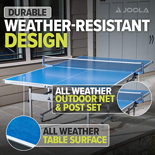JOOLA NOVA Outdoor Ping Pong Table with Waterproof Table Tennis Net Set - Quick Assembly - All Weather Aluminum Composite Surface - Tournament Quality - Indoor & Outdoor Compatible - style: NOVA DX Outdoor