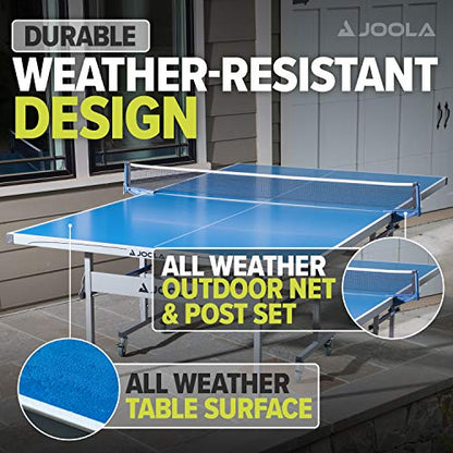 JOOLA NOVA Outdoor Ping Pong Table with Waterproof Table Tennis Net Set - Quick Assembly - All Weather Aluminum Composite Surface - Tournament Quality - Indoor & Outdoor Compatible - style: NOVA DX Outdoor